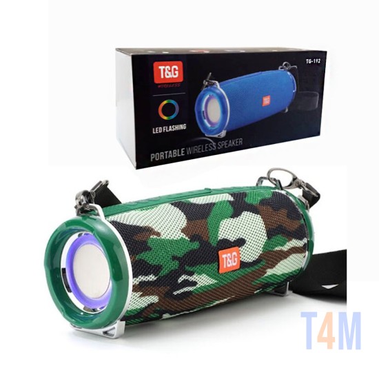 COLUNA DE SOM SEM FIO T&G TG-192 FM/AUX/USB 10Wx2 MILITAR